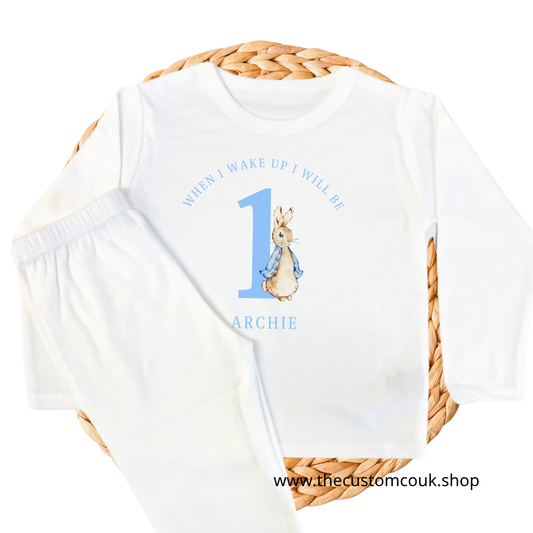 Personalised First Children's Birthday Pyjamas | Peter Rabbit