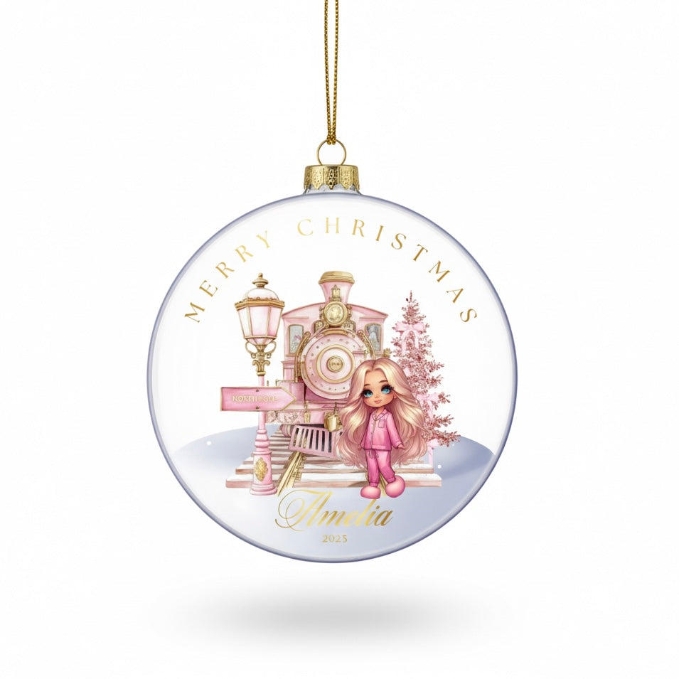 Acrylic Tree Decoration | Personalised Christmas Bauble | Glam Express Train