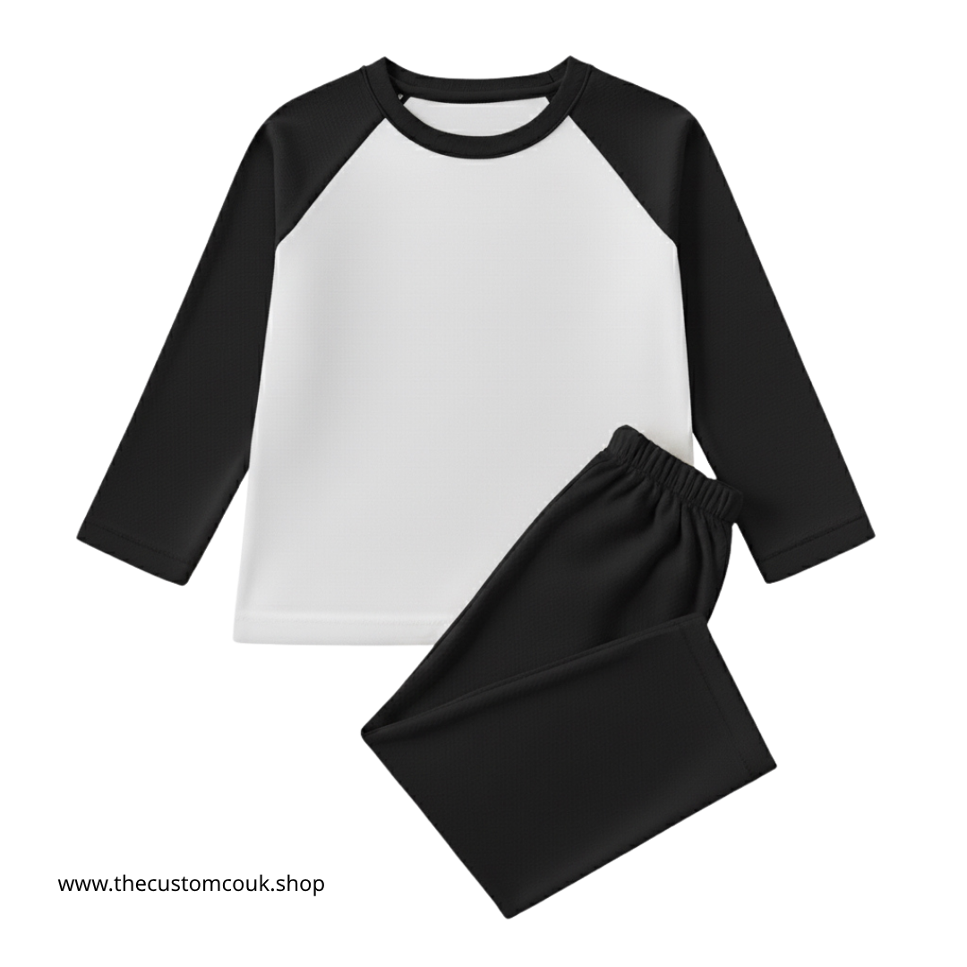 Personalised Colour Block Children’s Pyjamas | Custom Design - Black