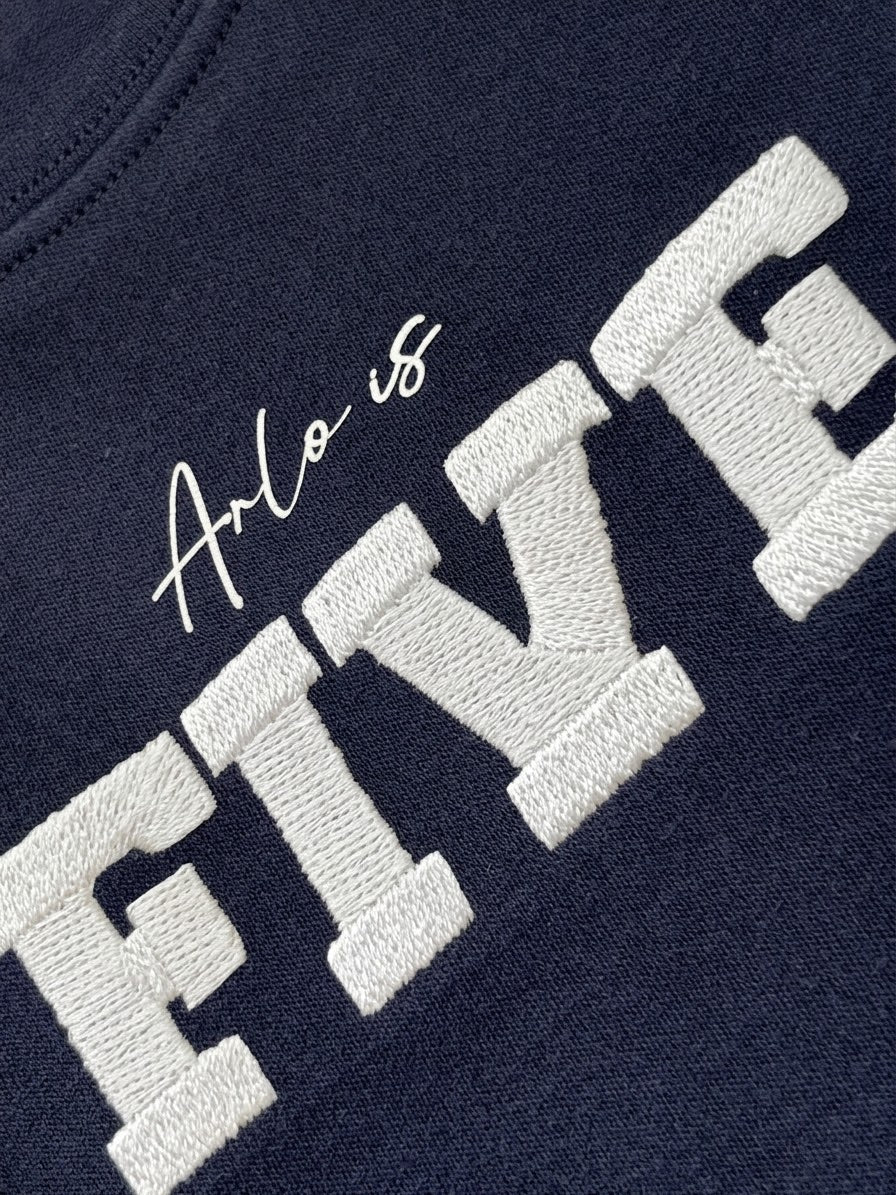 Personalised Faux Embroidery Birthday Age T-Shirt