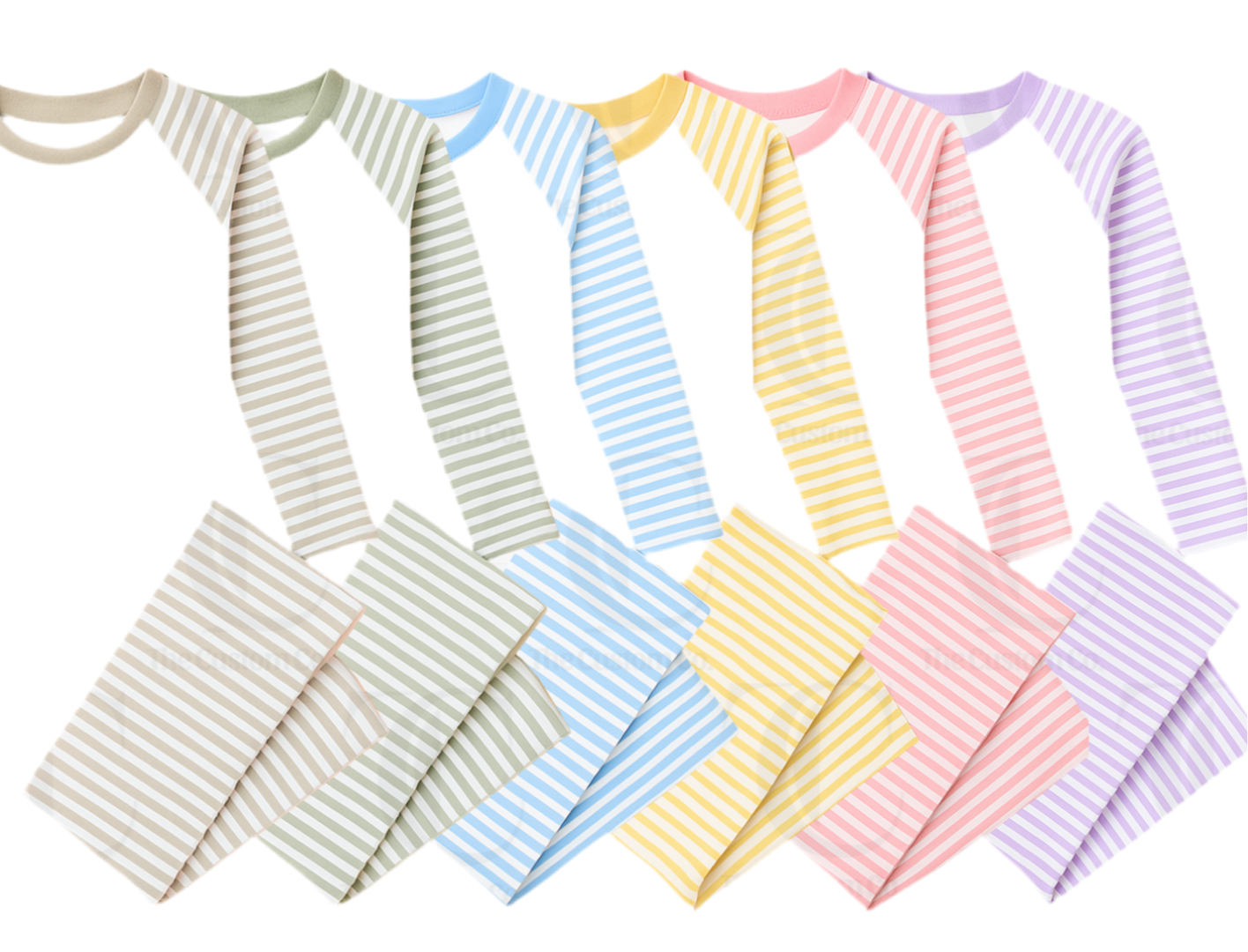 Children's Custom Pyjama’s - Pastel Stripes - Cotton