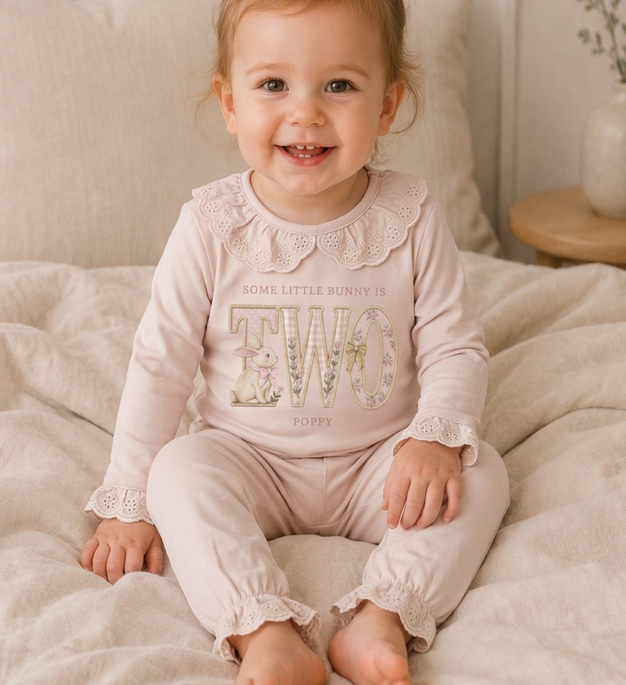 Personalised Girls Frilled Pyjamas