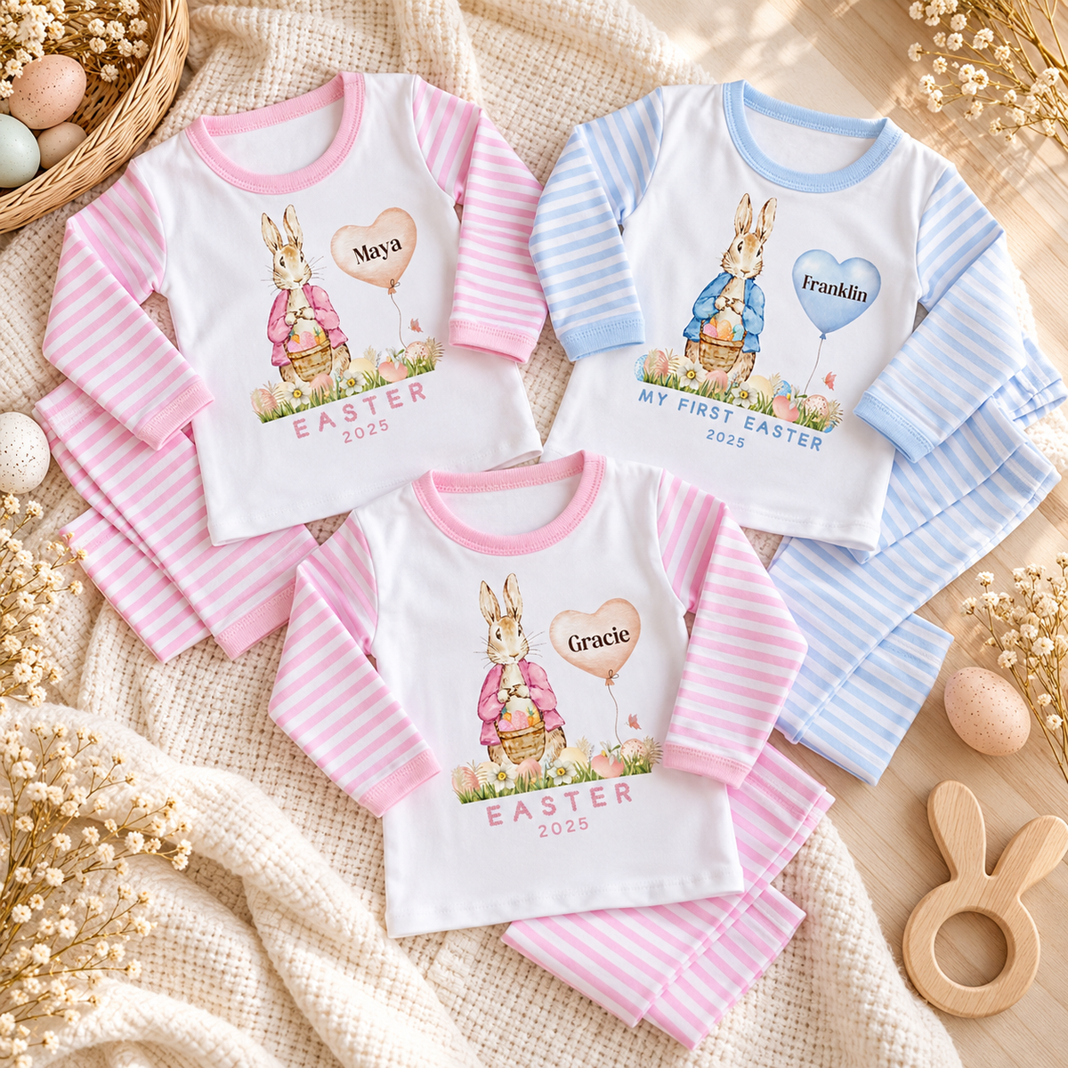 Personalised Easter Pyjamas | Custom Bunny Design for Girls & Boys