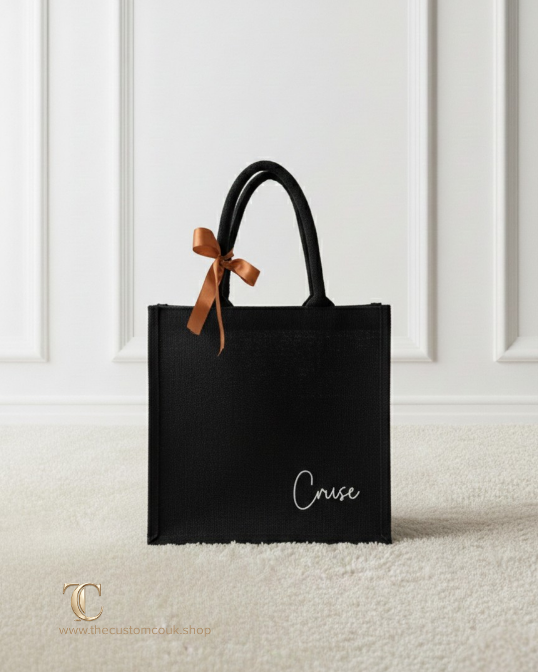 Personalised Black Canvas Tote Bag - Medium