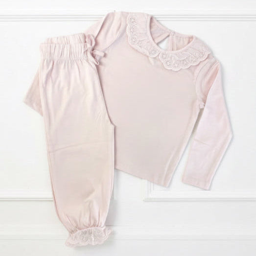 Custom Childrens Pyjamas | Frilled Trim Pink
