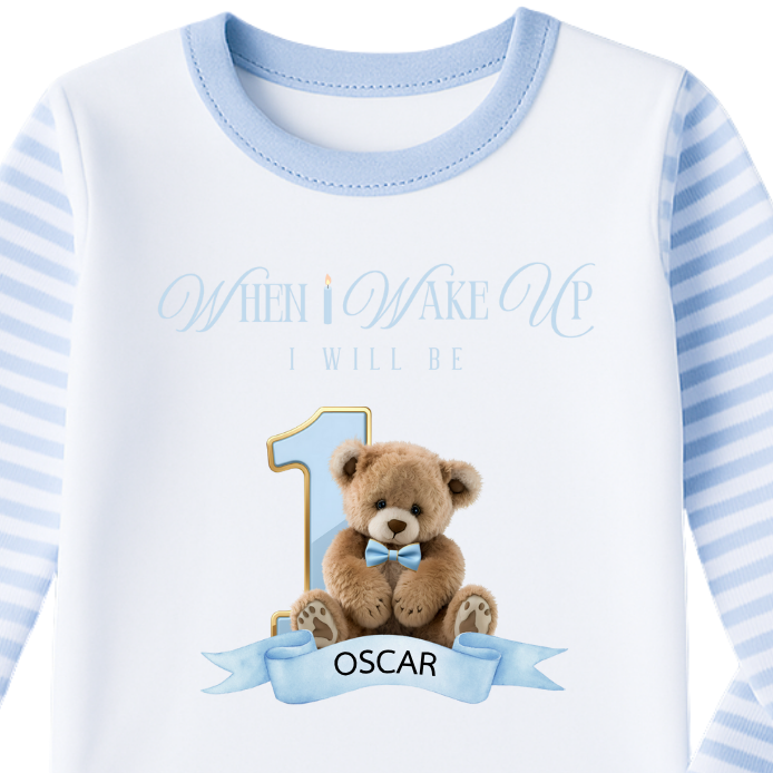 When I Wake Up I’ll Be One - Children's Birthday Pyjama’s | Teddy Bear