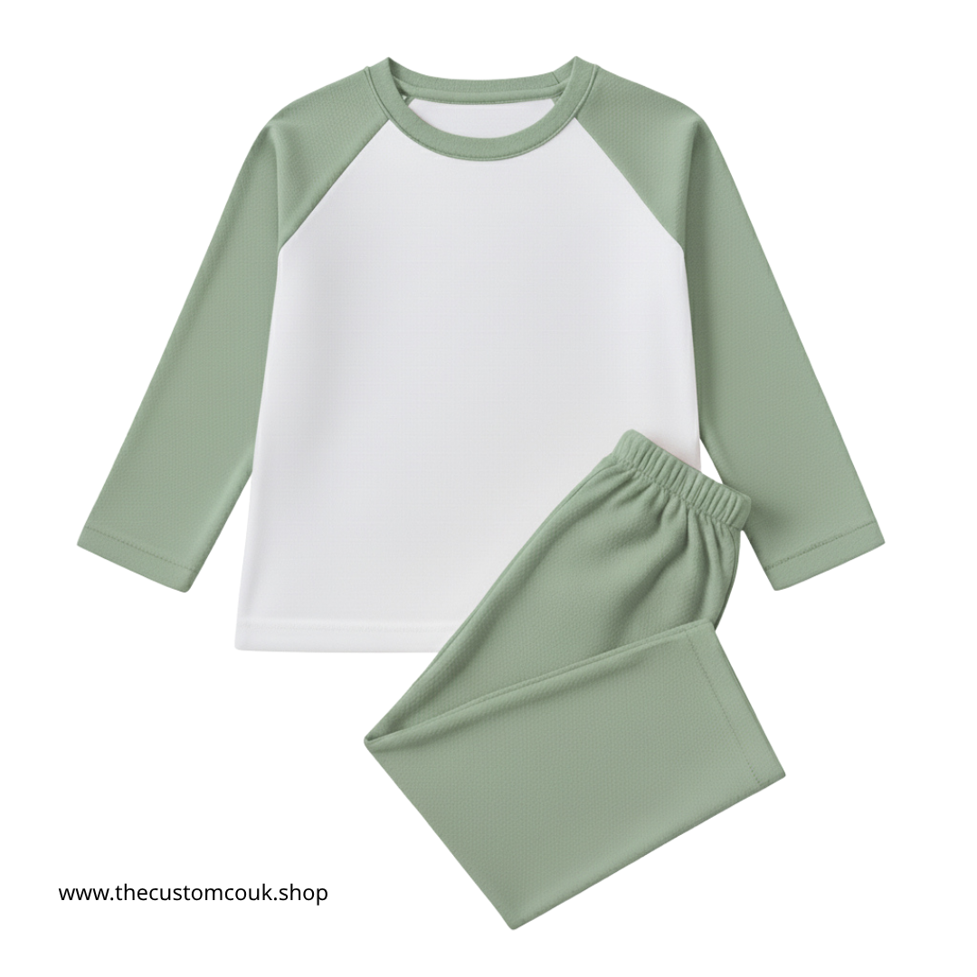 Personalised Colour Block Children’s Pyjamas | Custom Design - Sage