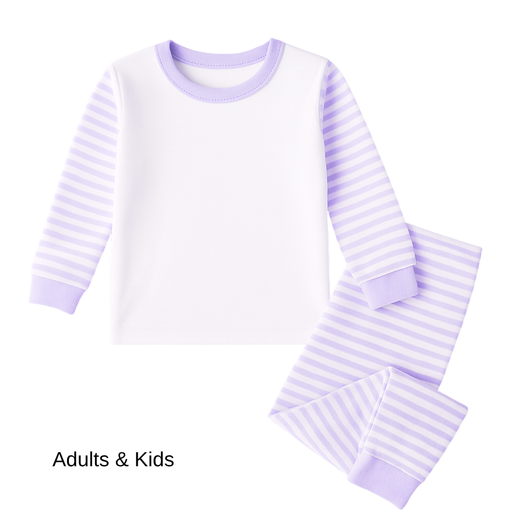 Personalised Adults Pyjamas | Matching Family Sleepwear - Lilac Stripe