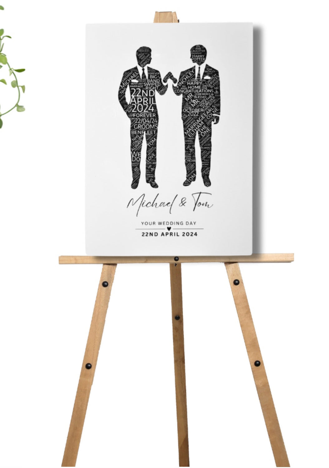 A3 Word Art Silhouette Wedding Gift