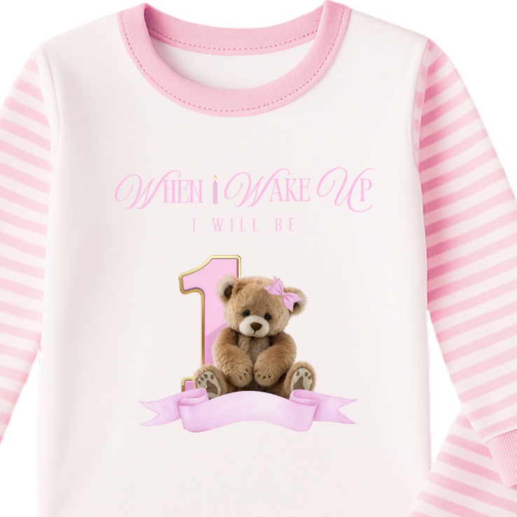 When I Wake Up I’ll Be One - First Birthday Pyjama’s | Pink Bear