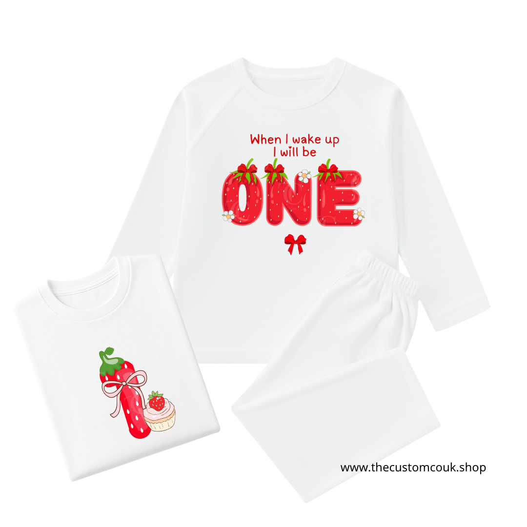 Custom Kids Birthday Pyjamas and Matching T-shirt Bundle Set