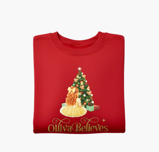 Personalised Believe’s Sweatshirt for Kids - Custom Christmas Jumper | Festive Family Outfit