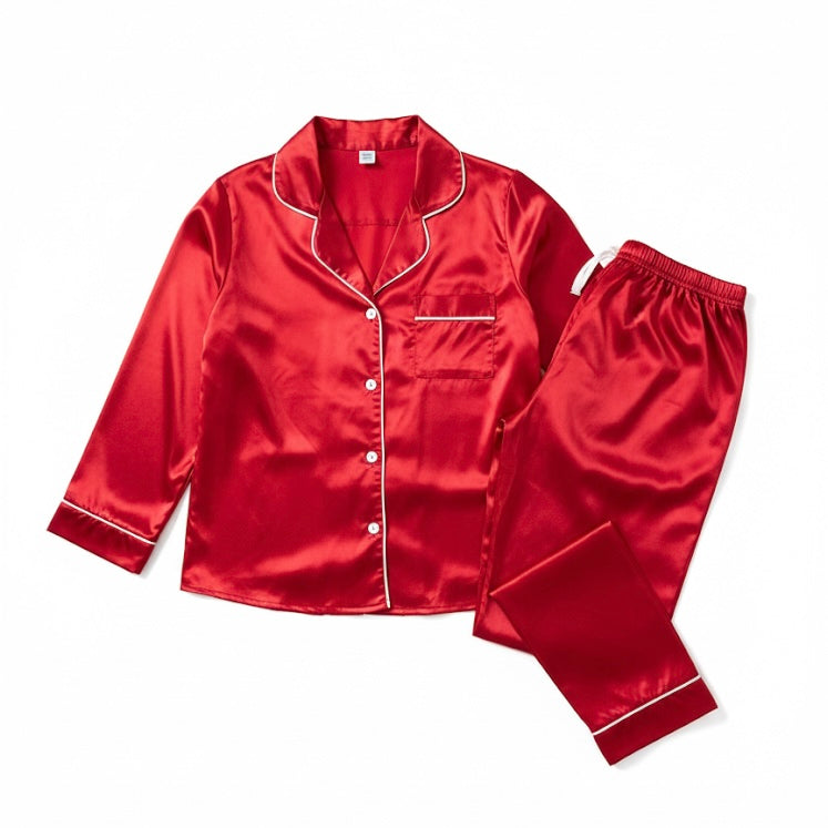 Children’s Personalised Red Satin Pyjama’s
