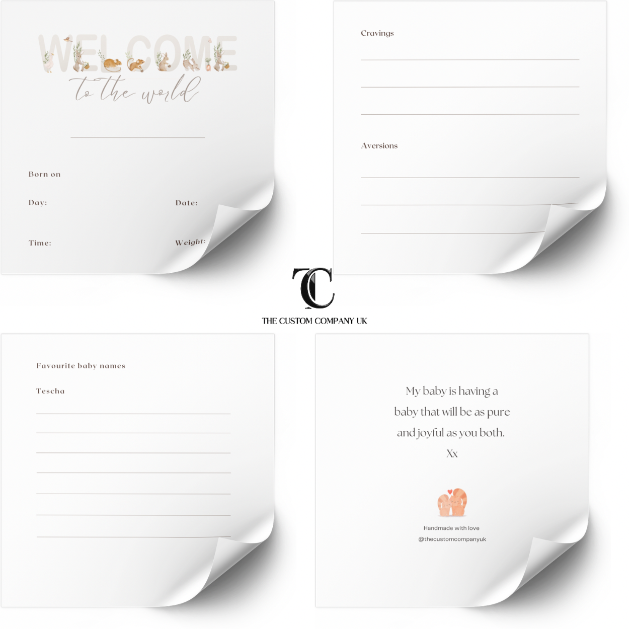 Handmade Pregnancy Journal | Custom Pages