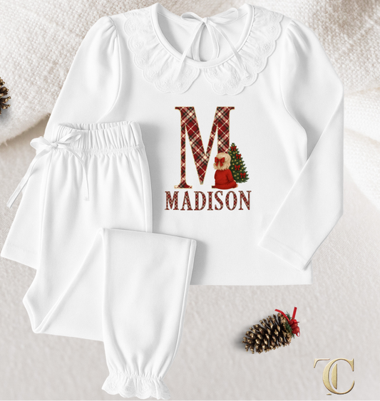 Children's Personalised Frilly Christmas Pyjama’s - Exclusive Design