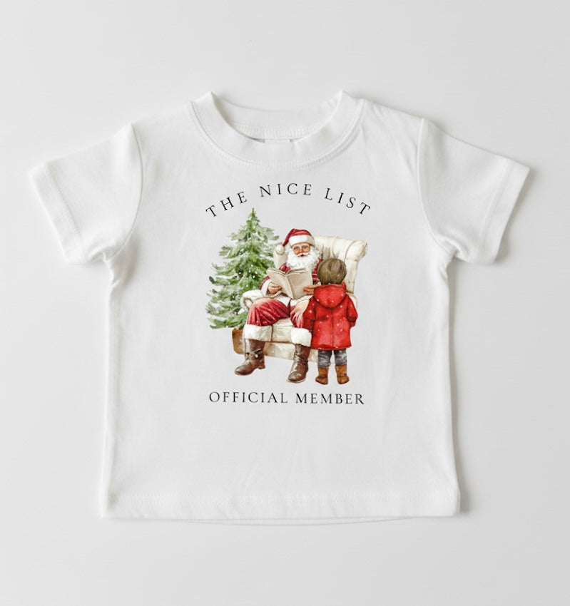Children’s Christmas T-Shirt - The Nice List | White