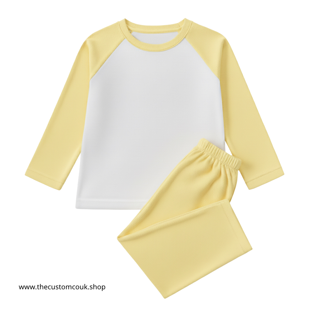 Personalised Colour Block Children’s Pyjamas | Custom Design - Yellow