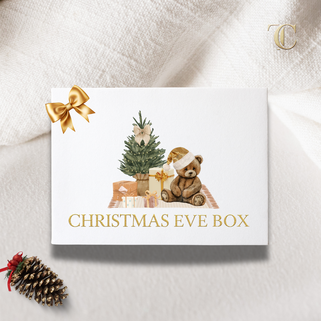 Personalised Girls Christmas Eve Box - Teddy Gold Santa Hat