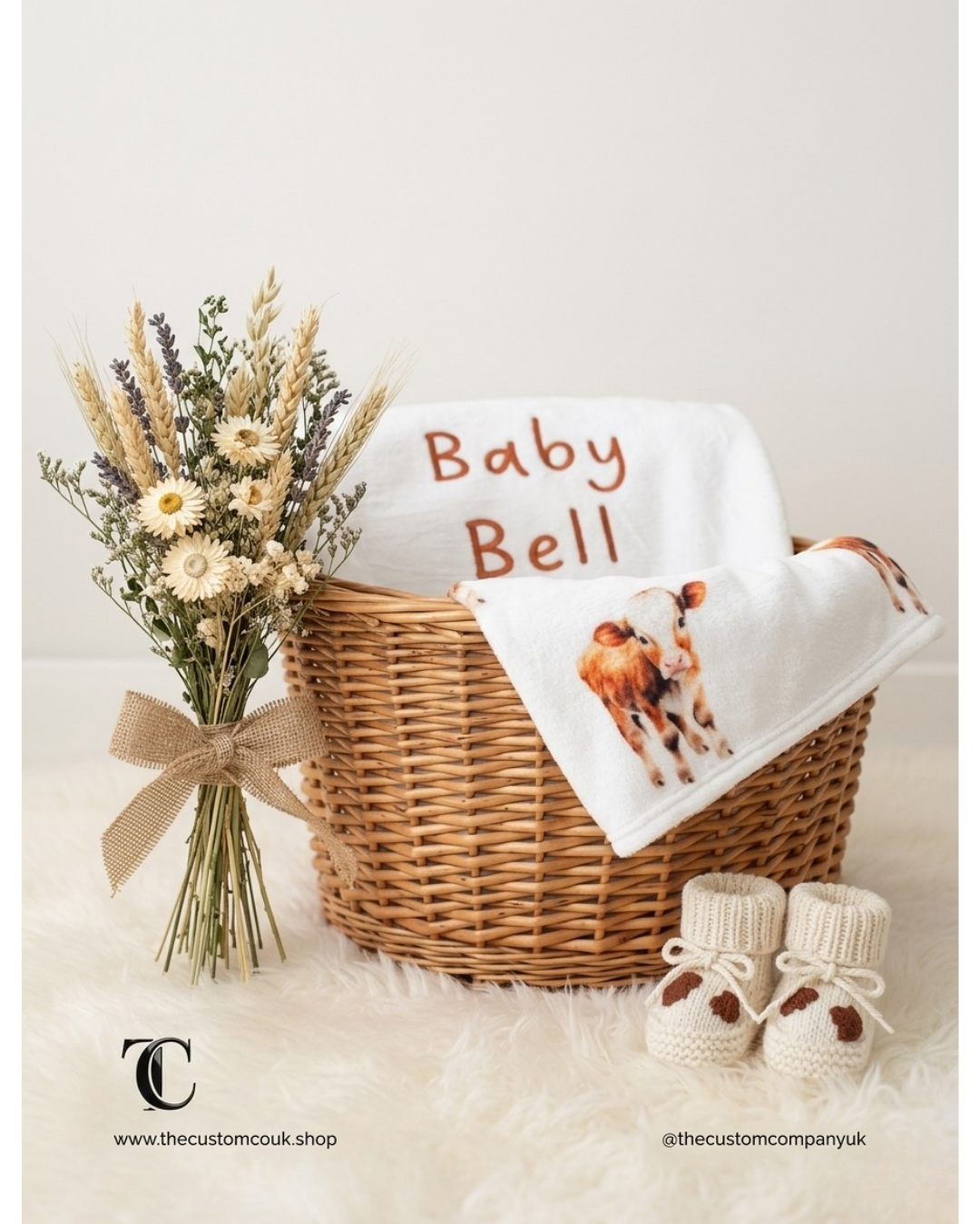 Personalised White Baby Blanket | Custom Name or Design