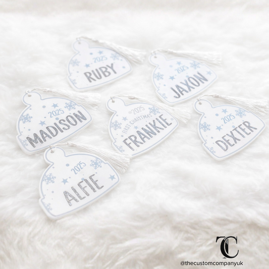 Personalised Bobble Hat Acrylic Hanging Ornamet