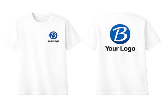 Custom Logo Business T-Shirt | Left Chest & Back Print – Kids & Adults