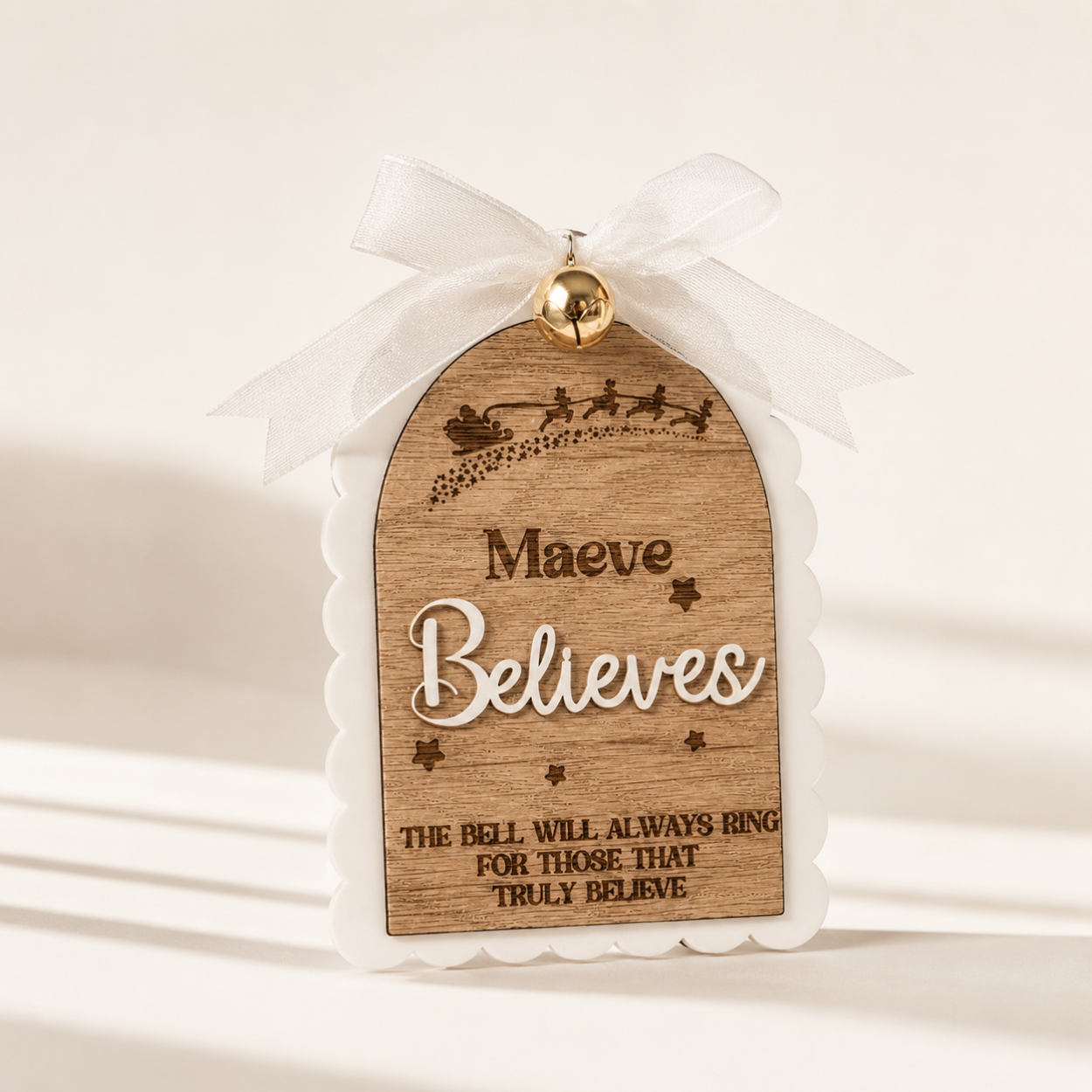 Personalised Oak Christmas Tree Decoration | Believes