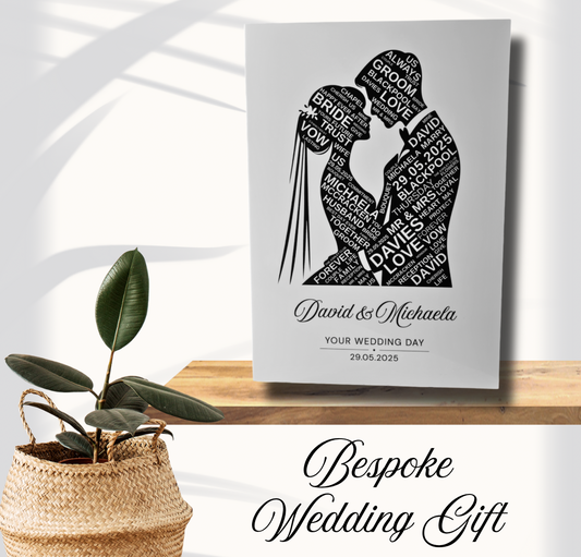 Word Art Silhouette Wedding Keepsake Gift