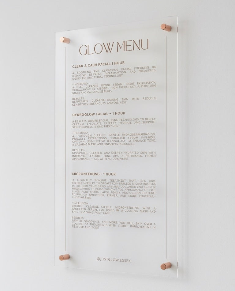 Custom Signage Display – Treatment List / Menu