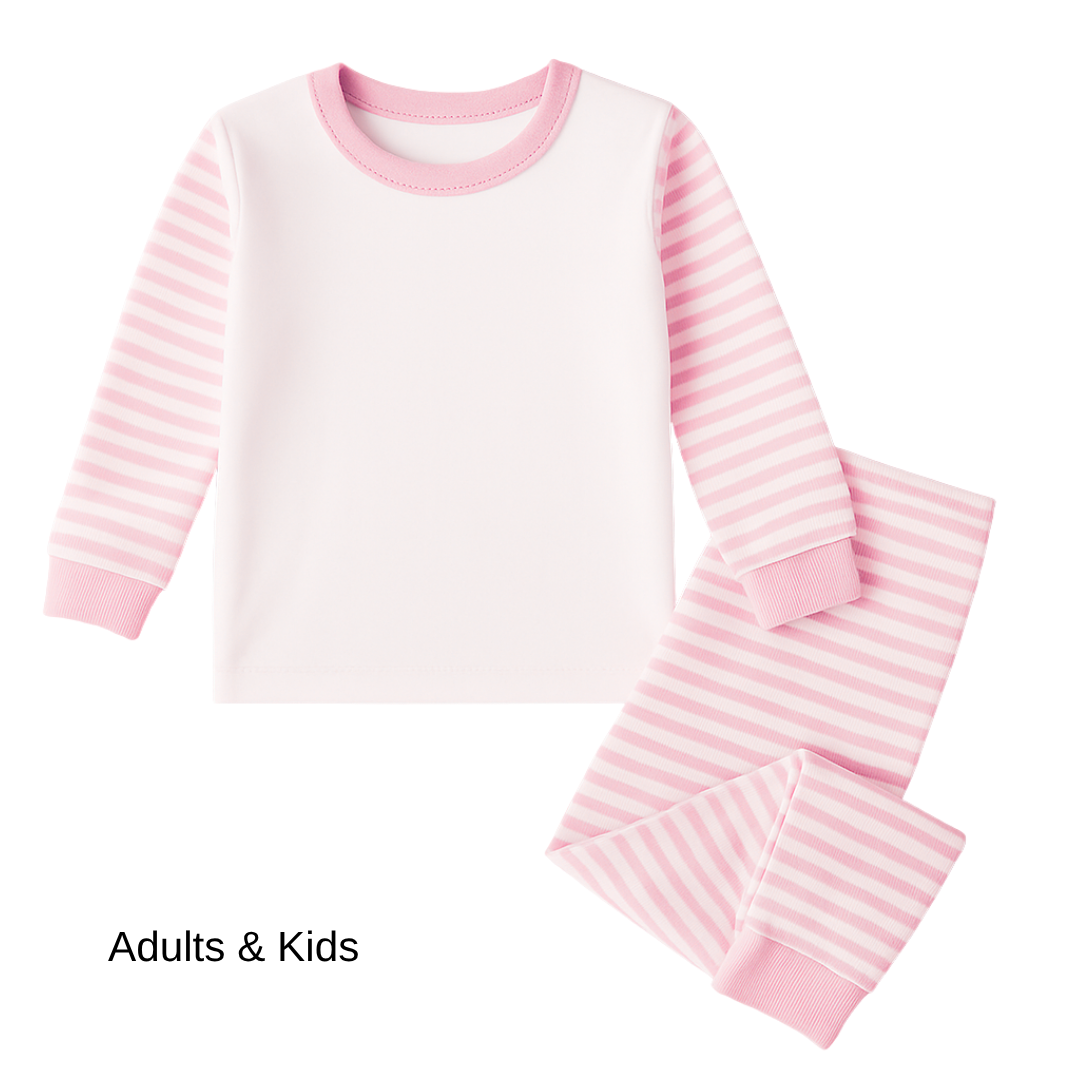 Personalised Adults Pyjamas | Matching Family Sleepwear - Pink Stripe