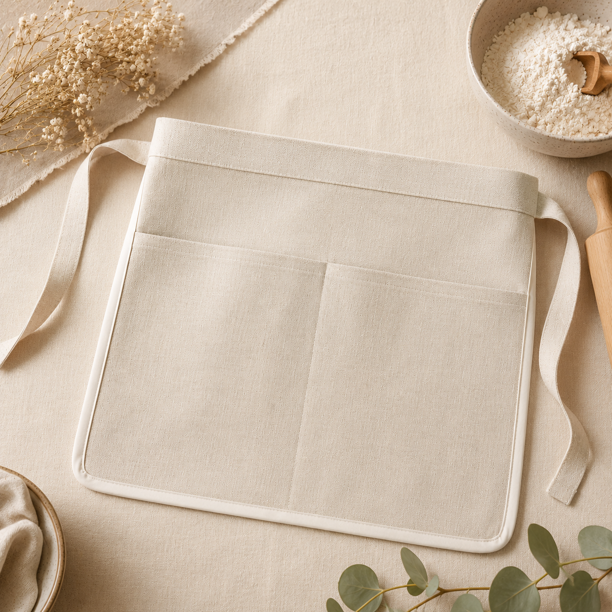 Personalised Linen Waist Apron | Custom Printed Apron with Pockets