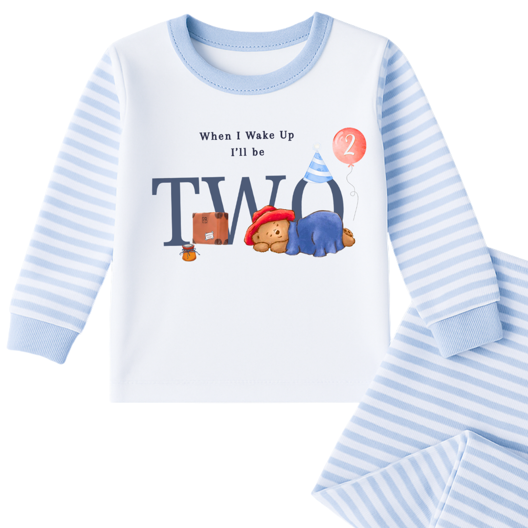When I Wake Up I’ll Be Two - Personalised Birthday Pyjama’s - Paddington Bear