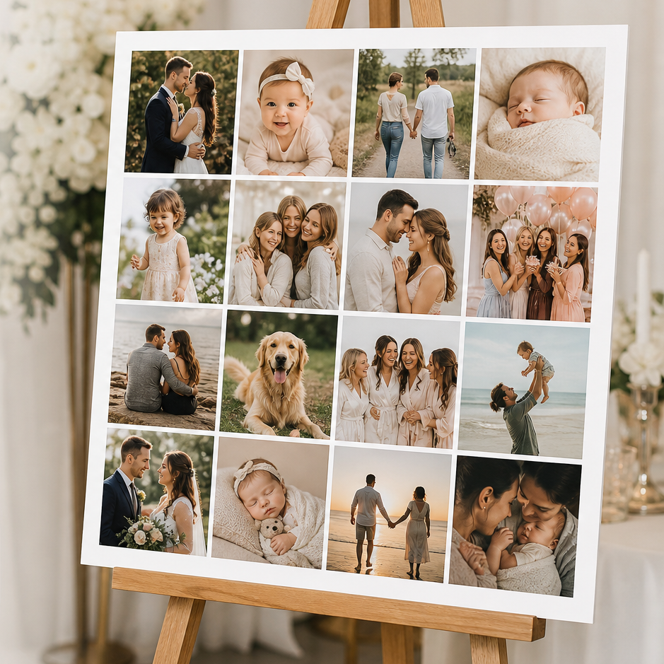 Personalised foam board photo collage display