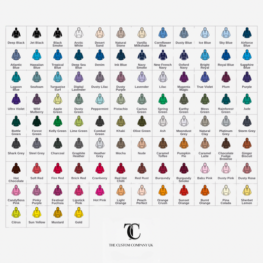 Hoodie colour chart