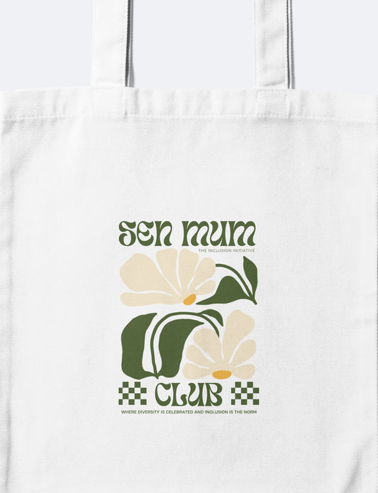 Neutral SEN Mum Club cotton tote bag from The Inclusion Initiative, 42×38cm.