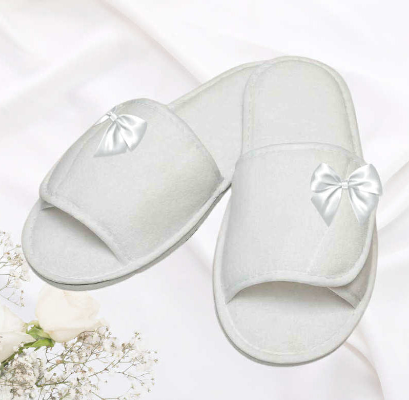 Personalised White Slippers - Bride/Bridesmaids Gifts
