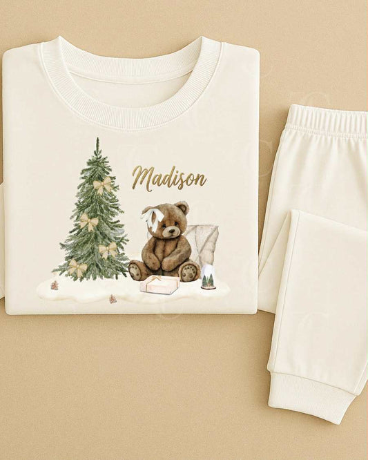 Children's Teddy Bear Believes Christmas Pyjama’s - White