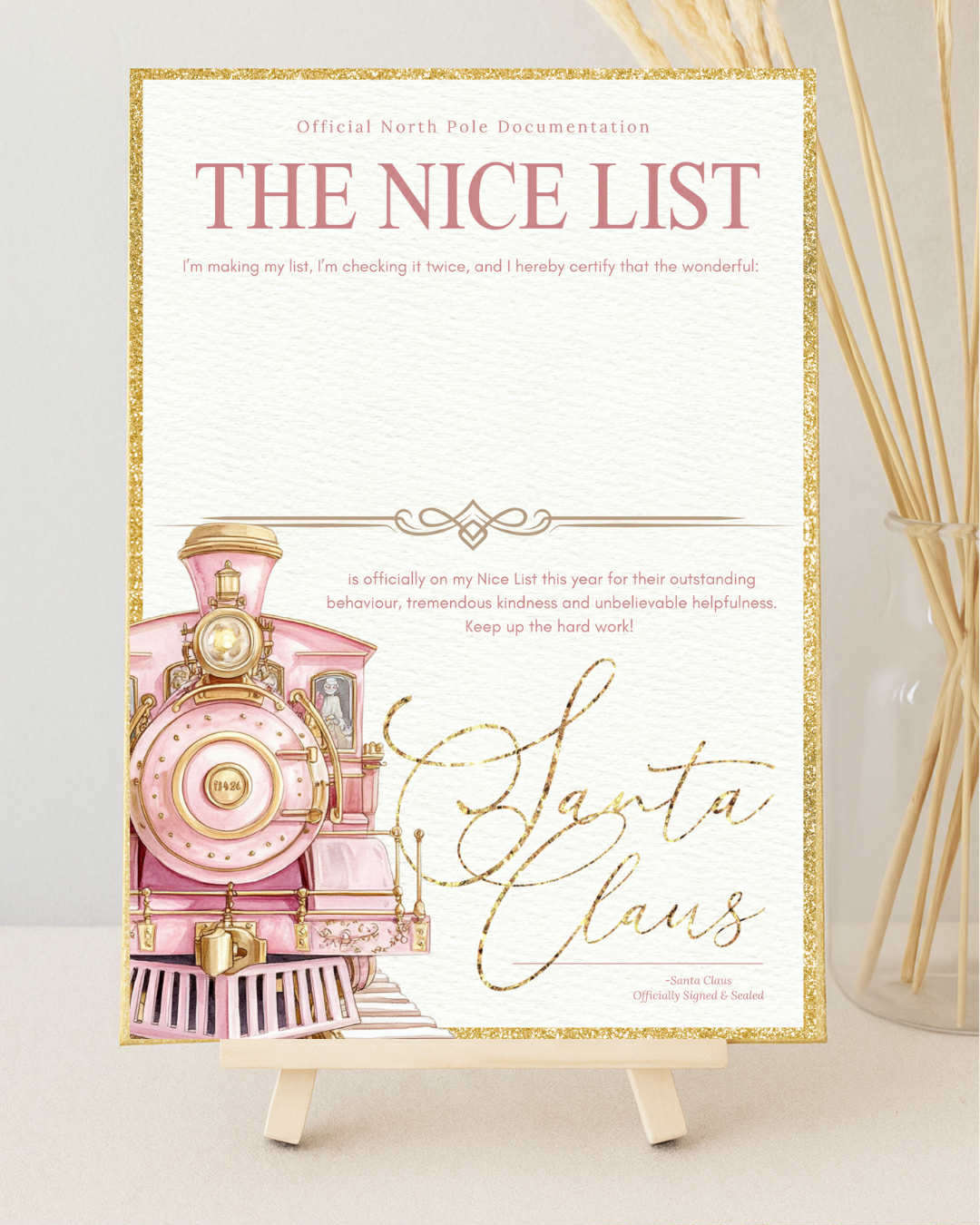 Personalised Santa Letters – Nice List Pink