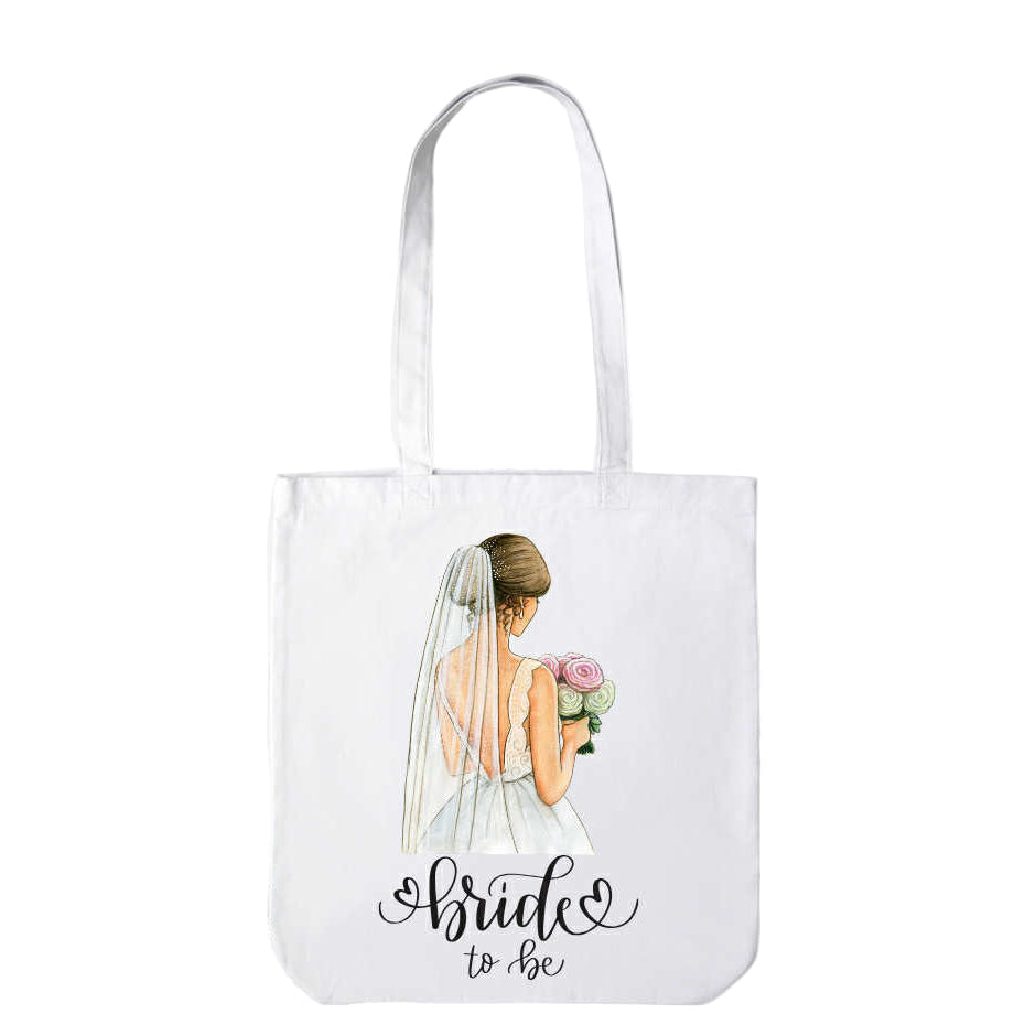Custom Bride & Bridesmaid White Tote Bag | Personalised Wedding Gift