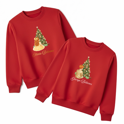 Personalised Believe’s Sweatshirt for Kids - Custom Christmas Jumper | Festive Family Outfit