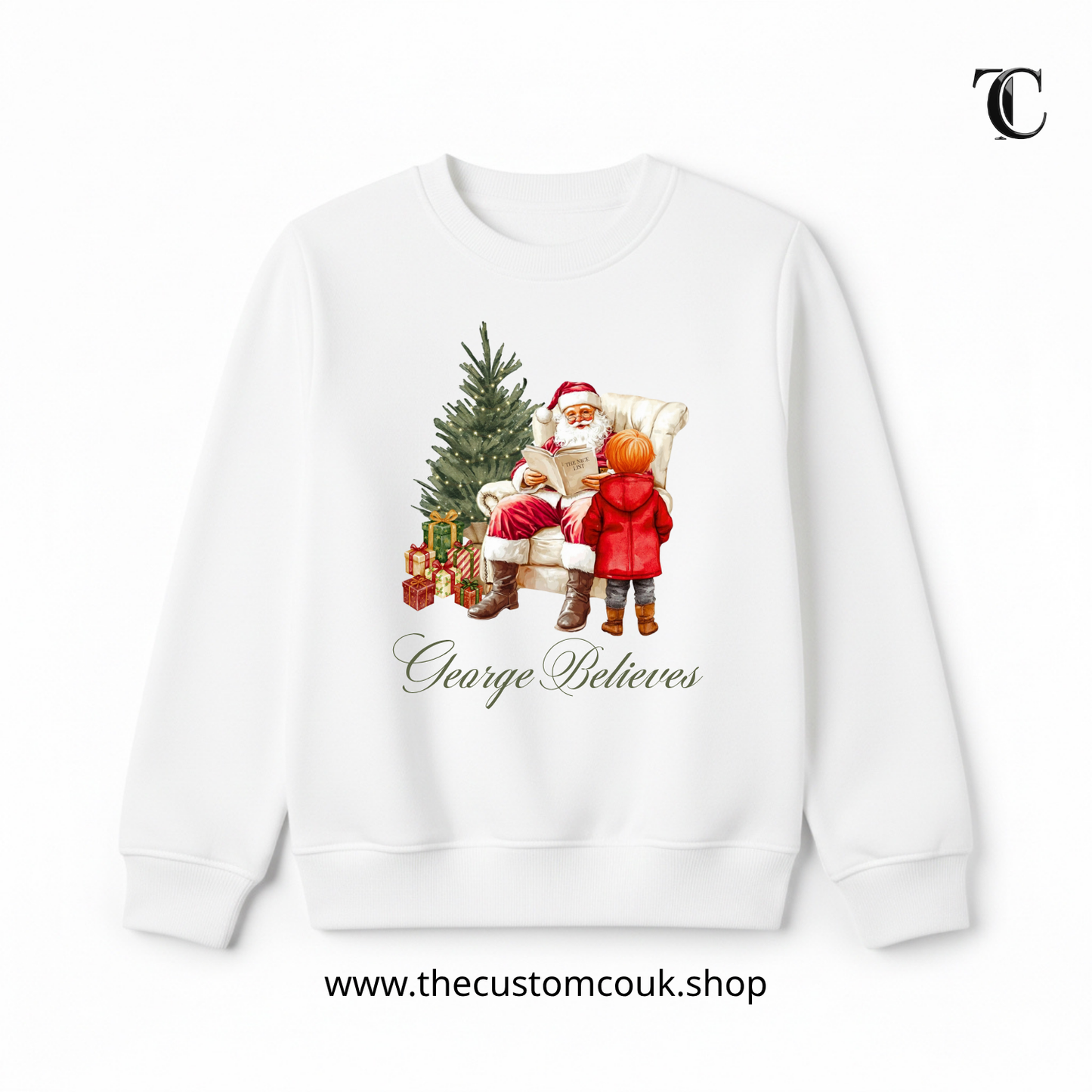Customisable Christmas Sweater - Visiting Santa | Girls & Boys