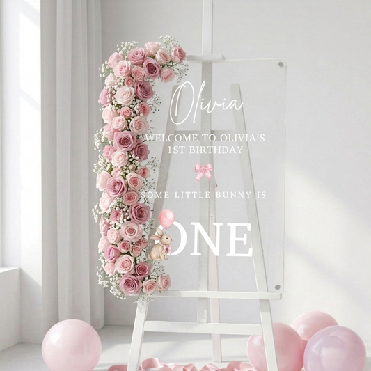 Some Little Bunny Is One | Personalised Acrylic Welcome Sign A3