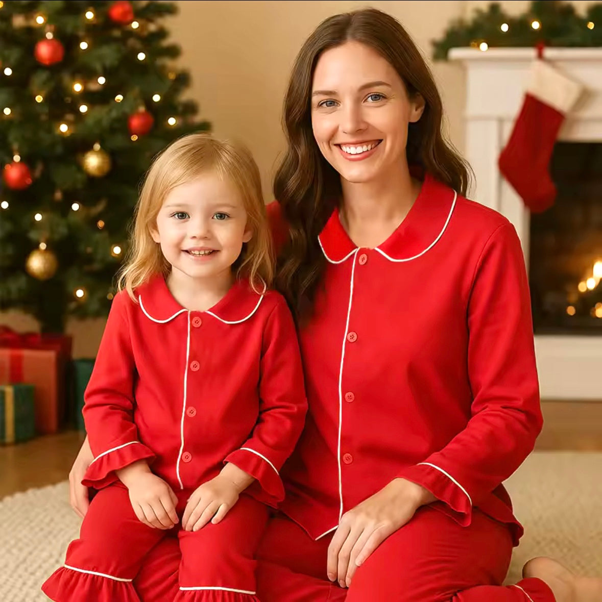 Family Matching Christmas Pyjamas – Red Holiday Sleepwear Set for the Whole Family