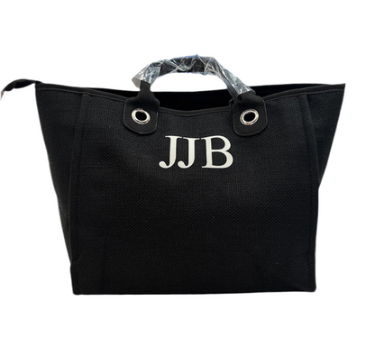 Personalised Canvas Chain Tote Bag – Monogram Design | Black
