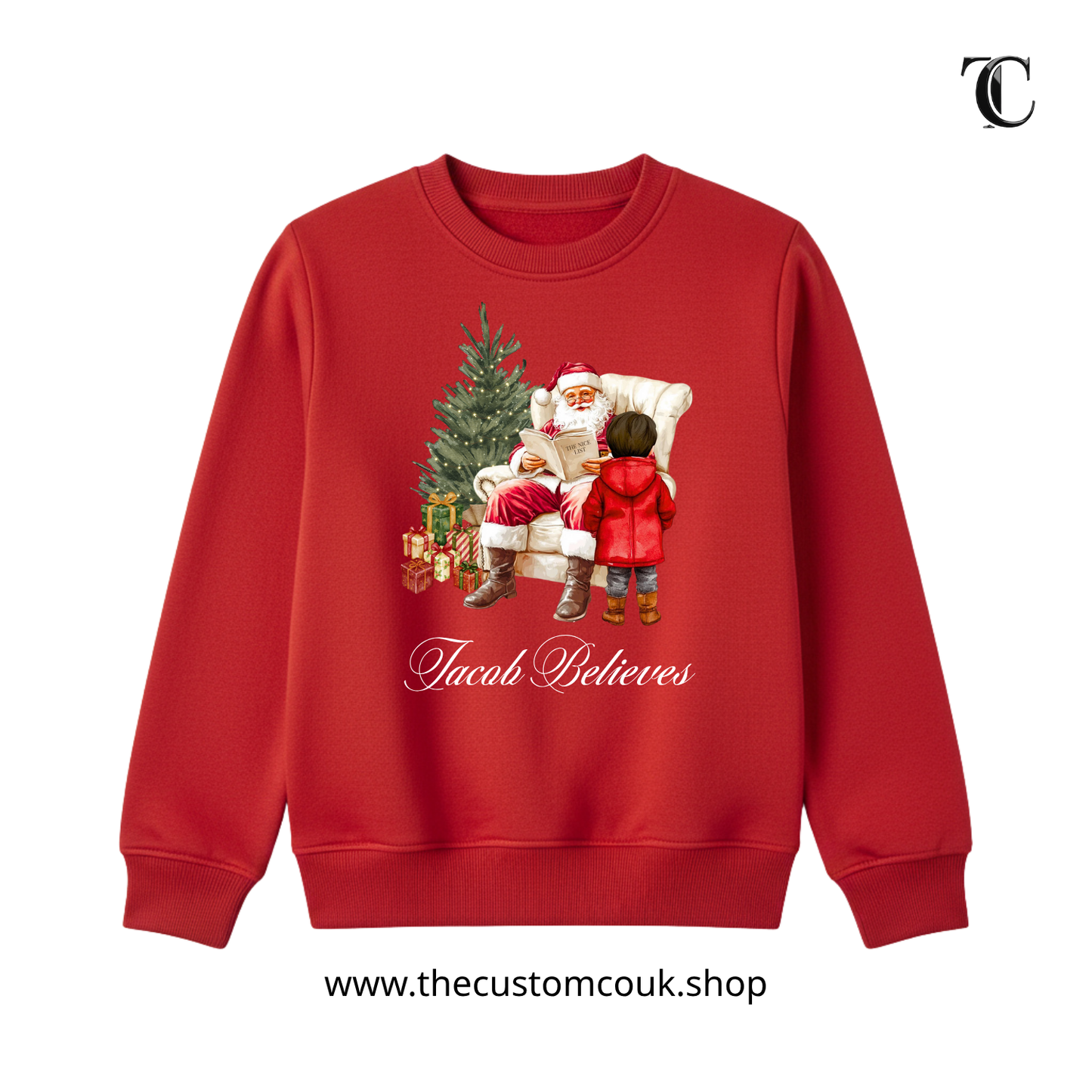 Customisable Christmas Sweater - Visiting Santa | Girls & Boys