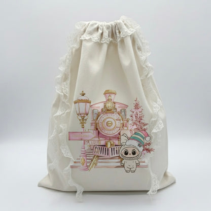 Personalised Labubu Handmade Sack - Pink Train