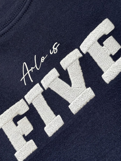 Personalised Faux Embroidery Birthday Age T-Shirt