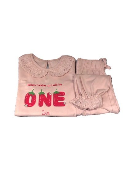 Personalised Strawberry Theme Childrens Birthday Pyjamas
