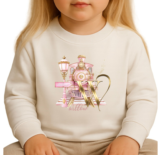 Girls Christmas Personalised Sweater - North Pole Express Train