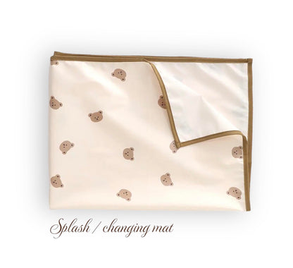 Neutral Baby Changing Mat | Splash Mat - Teddy Print