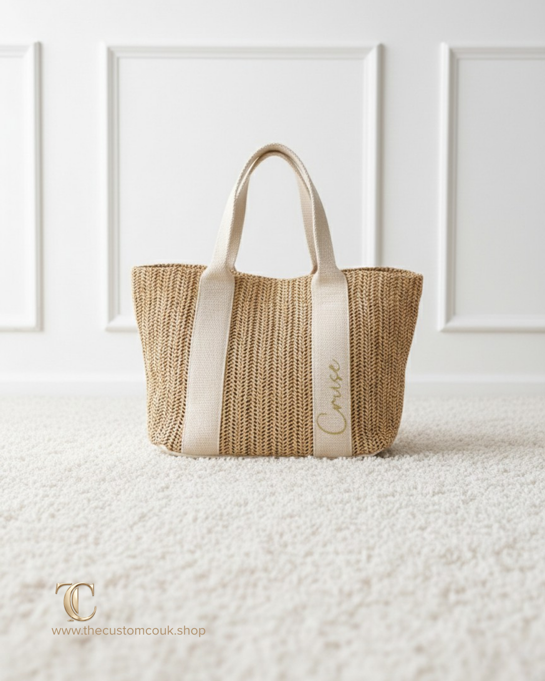 Personalised Straw Mini Tote Bag